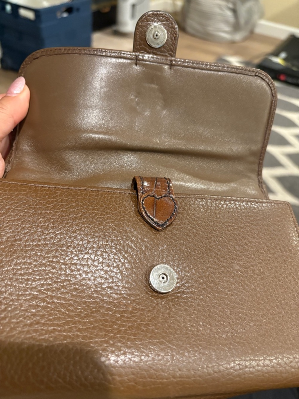 Brighton Brown Leather Crossbody Bag with Croc-Trim Accent - Picture 9 of 16